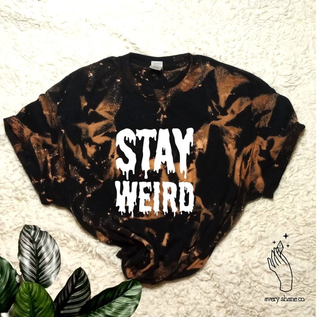halloween-typography-on-stay-weird-tshirt